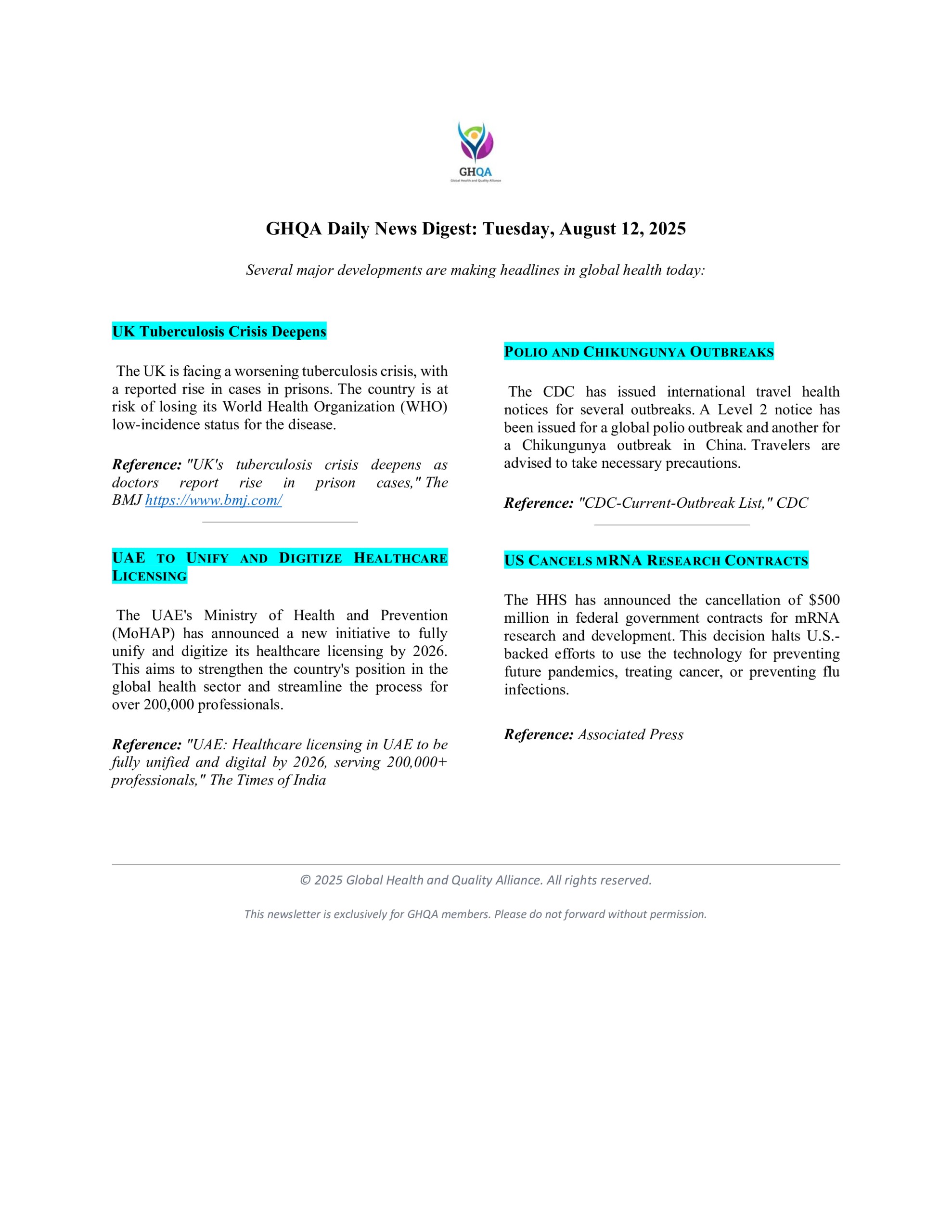 GHQA Daily News Digest